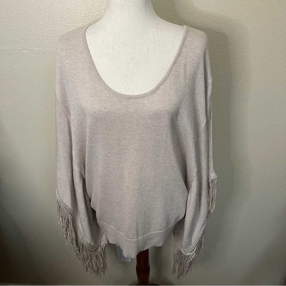 Lane Bryant Tan Beige Fringe Sweater Size 14 / 16 XL